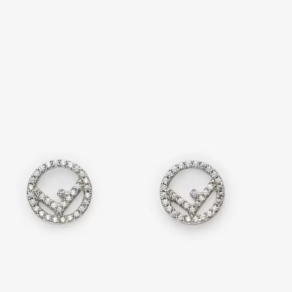 Fendi NWT F is Fendi crystal Silver Earrings new in box - Picture 1 of 4